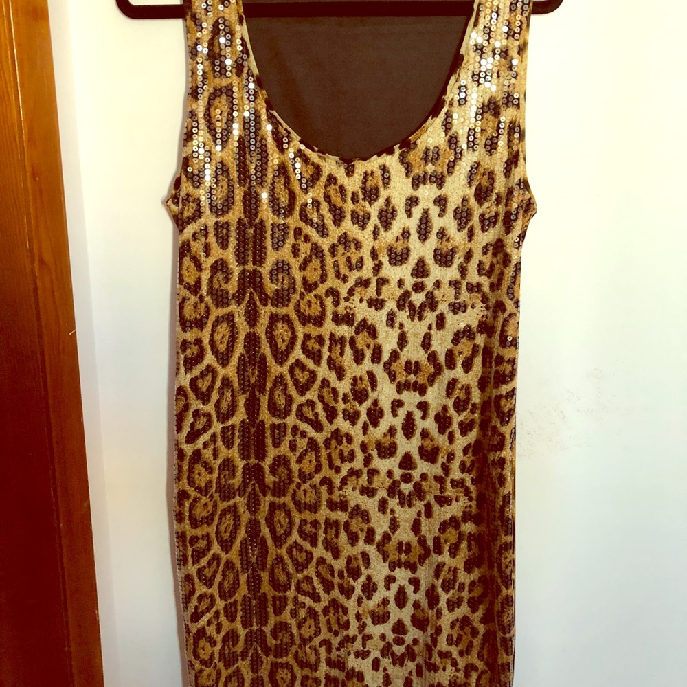 Sequin front leopard Dress